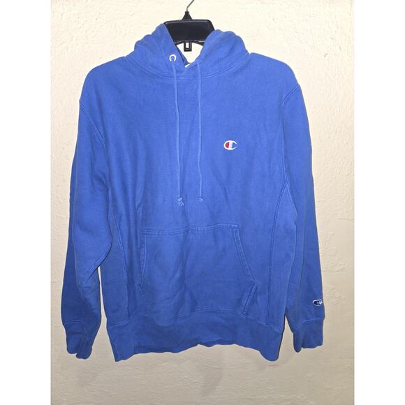Champion Reverse Weave Thick Winter Hoodie Pullover, Blue, Size Medium - Picture 1 of 7